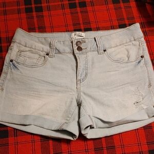 Mudd Light Blue Distressed Denim Women's Shorts